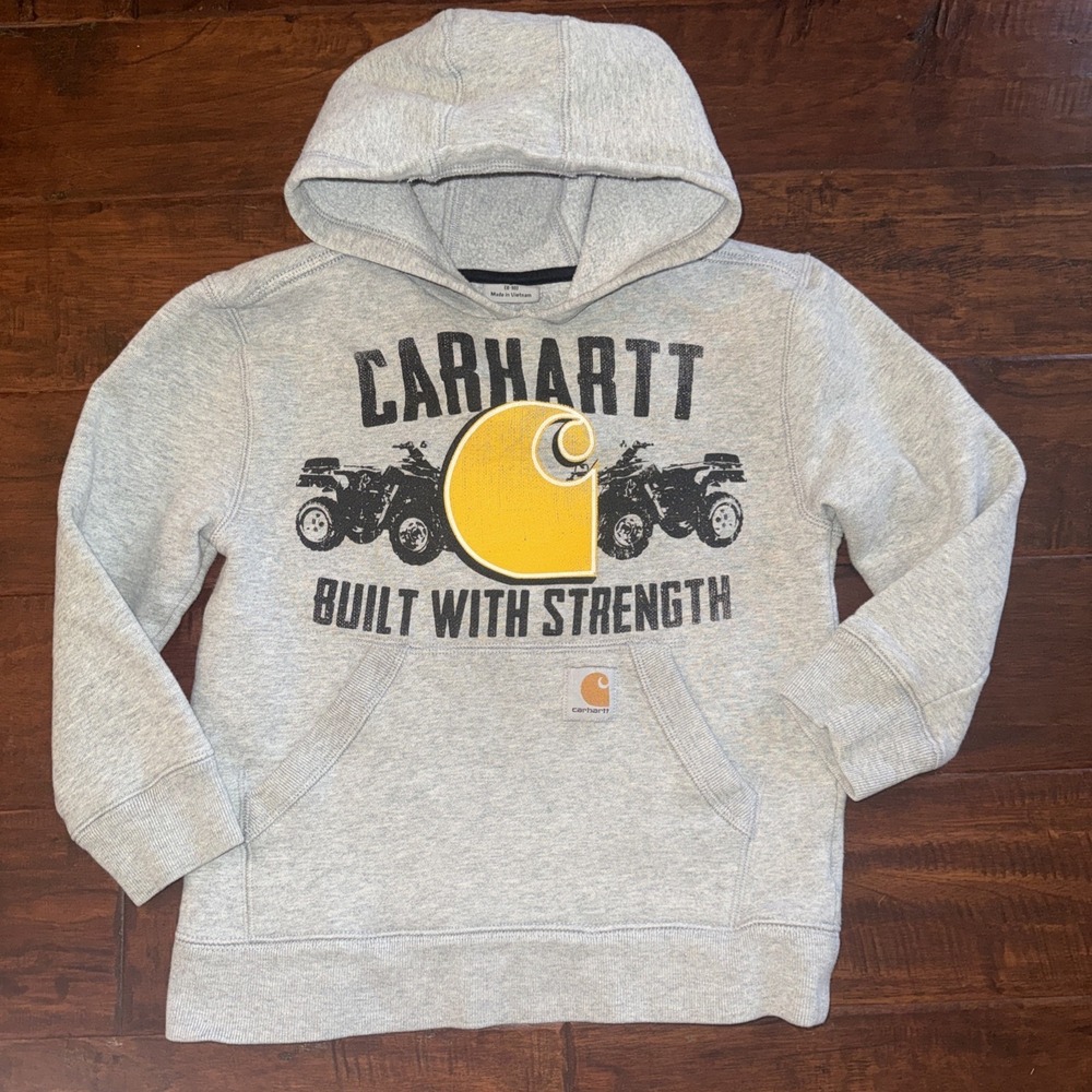 Carhartt Youth Hoodie Sweatshirt Size‎ Small (8-10) Gray Pullover ATV